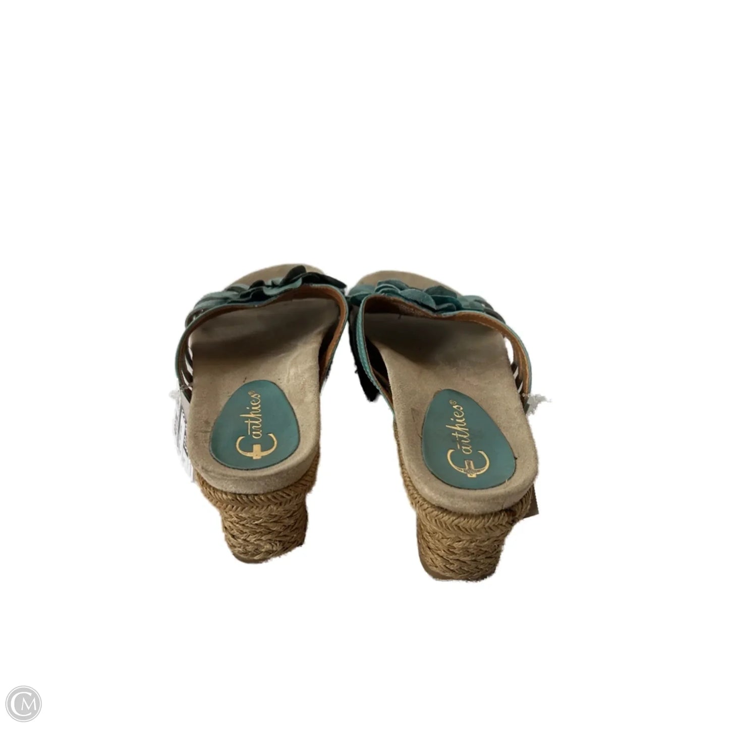 Sandals Heels Wedge By Earthies In Teal, Size: 6