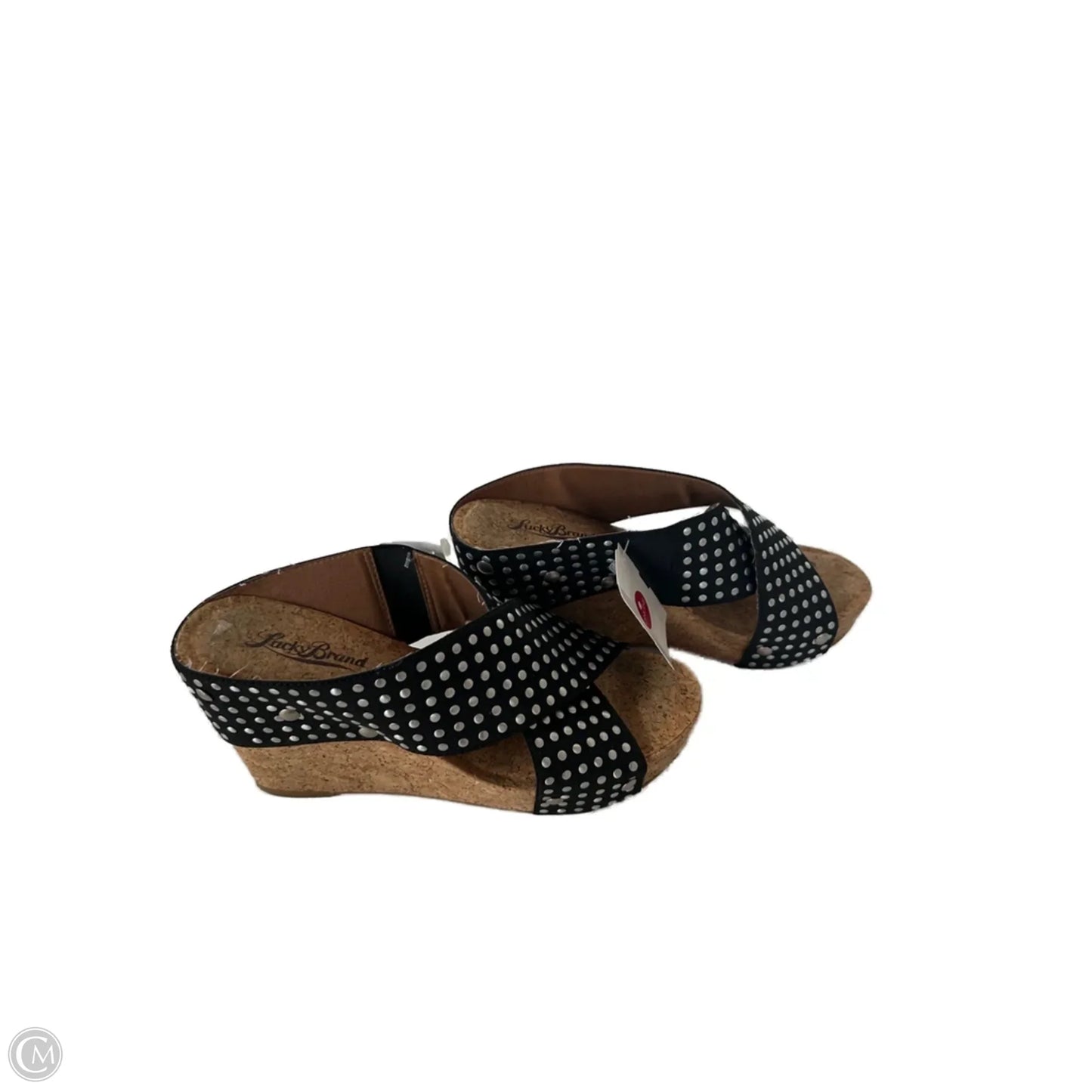 Sandals Heels Wedge By Lucky Brand In Black & Silver, Size: 6.5