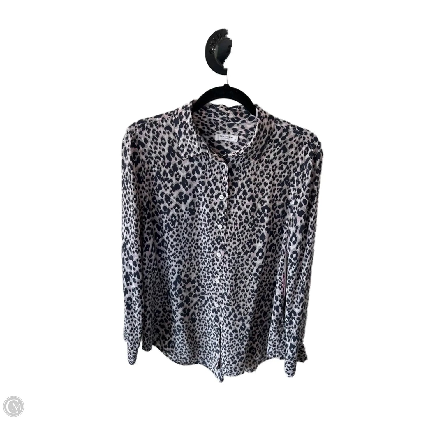 Top Long Sleeve By Equipment In Grey & Pink, Size: L