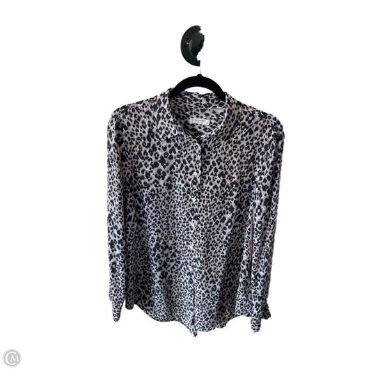 Top Long Sleeve By Equipment In Grey & Pink, Size: L