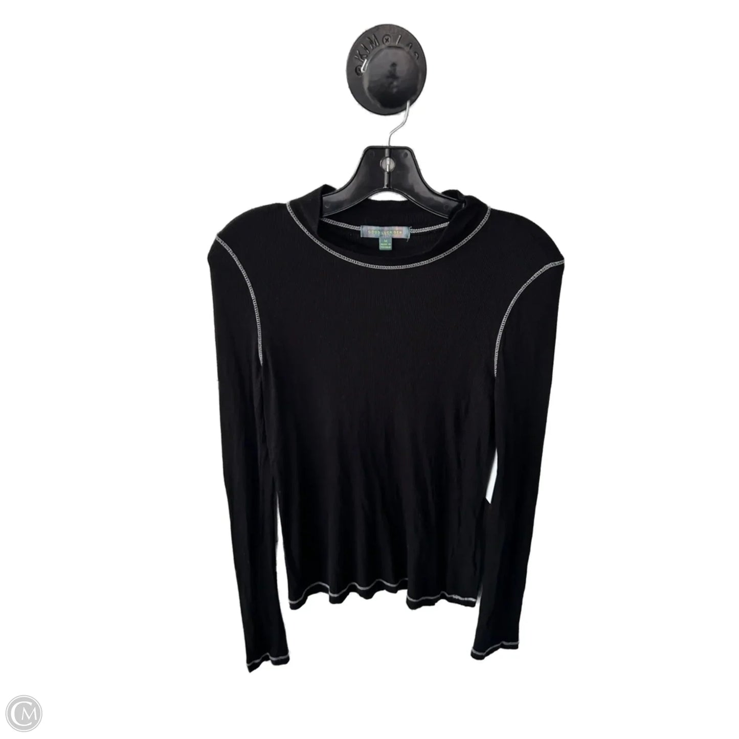 Top Long Sleeve Basic By Good Luck Gem In Black & White, Size: M