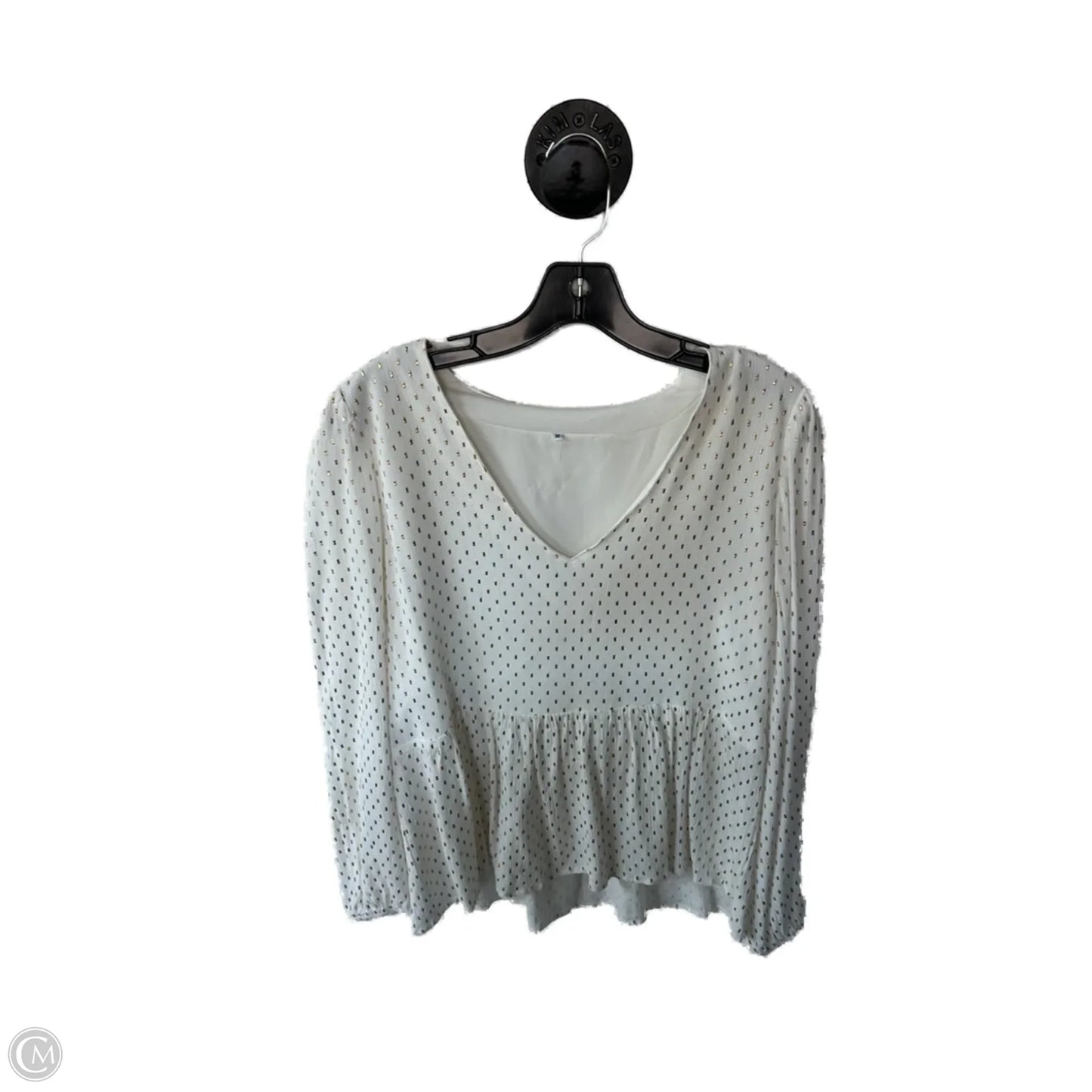 Top Long Sleeve By Cme In Gold & White, Size: M