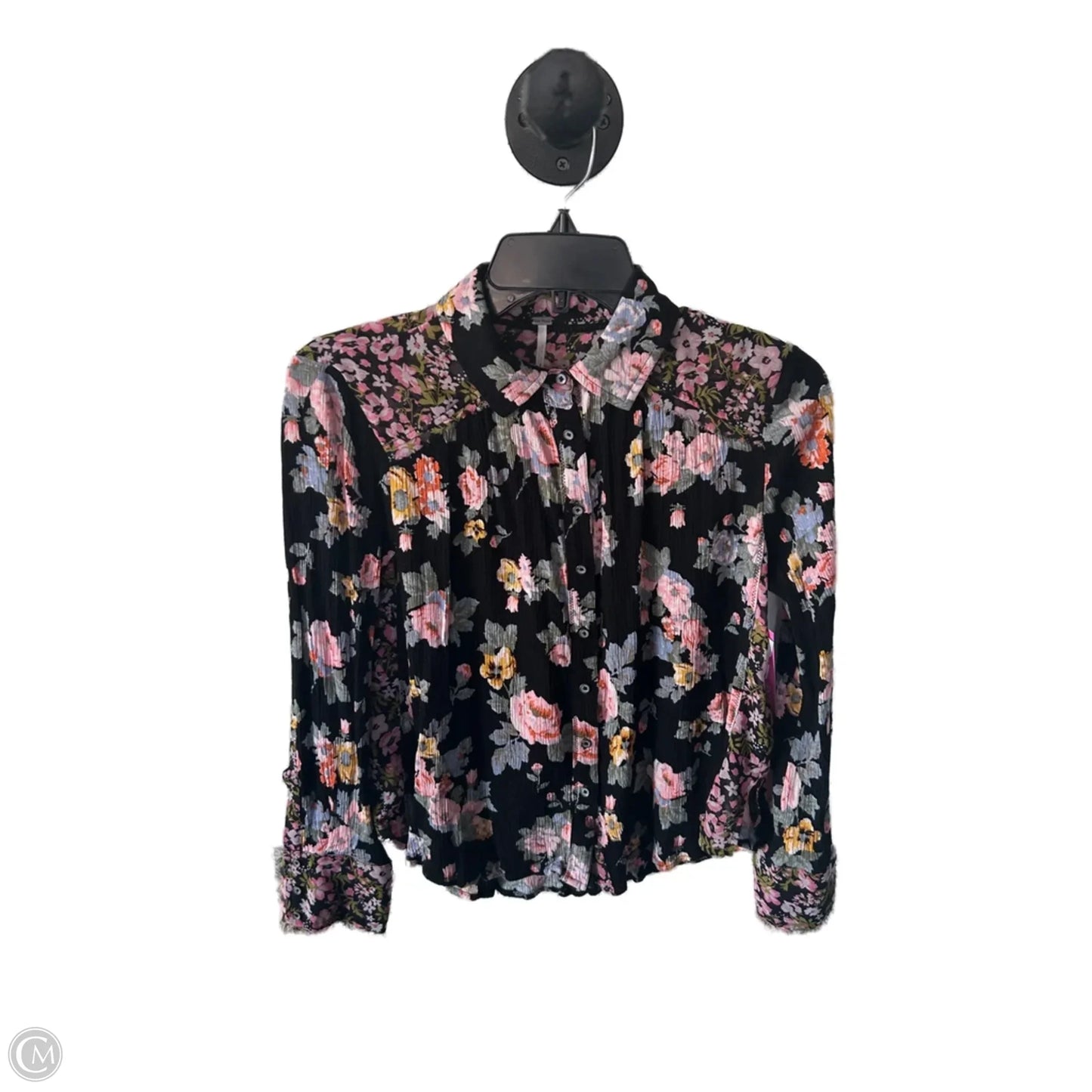Top Long Sleeve By Free People In Black & Pink, Size: Xs