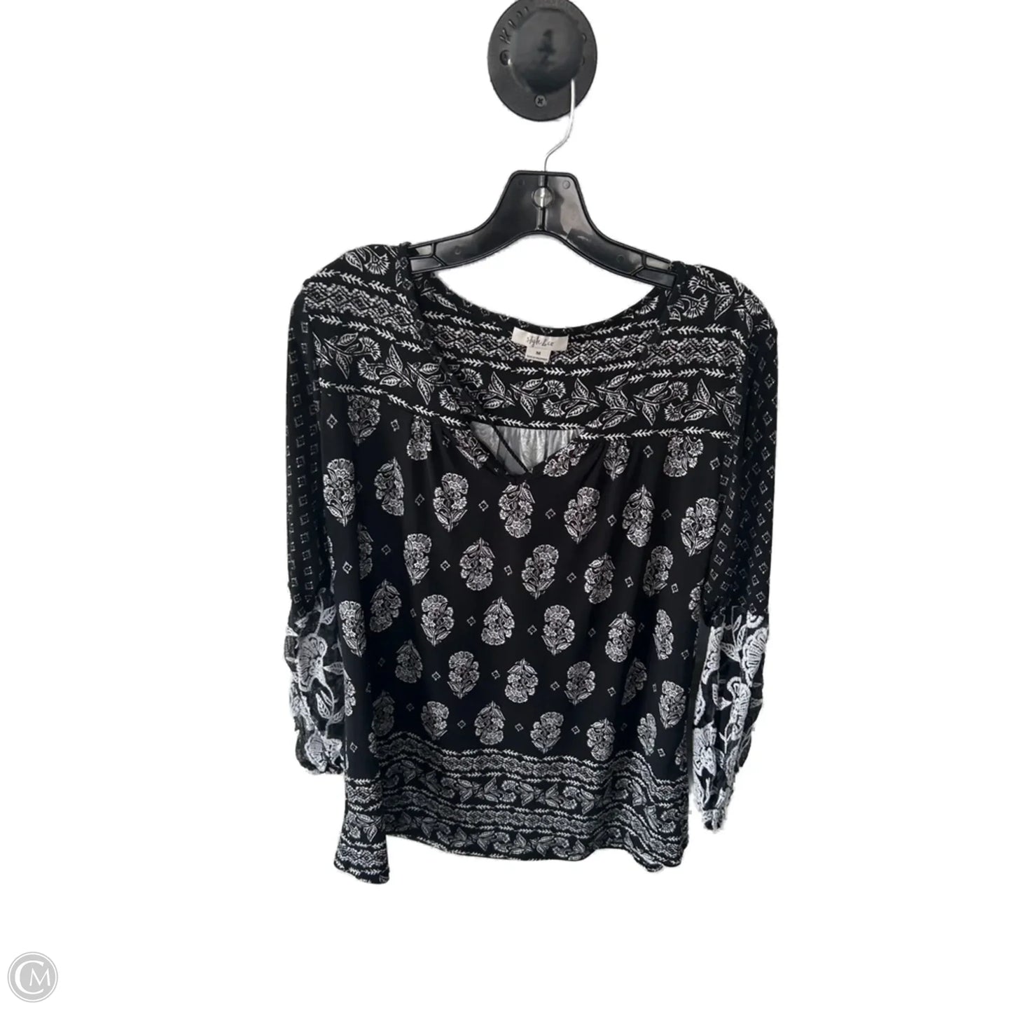 Top Long Sleeve By Style And Company In Black & White, Size: M