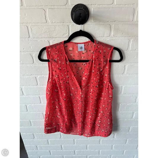 Top Sleeveless By Cabi In Orange & White, Size: M
