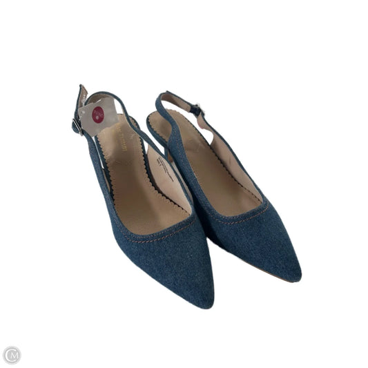 Shoes Heels Kitten By Isaac Mizrahi In Blue Denim, Size: 7