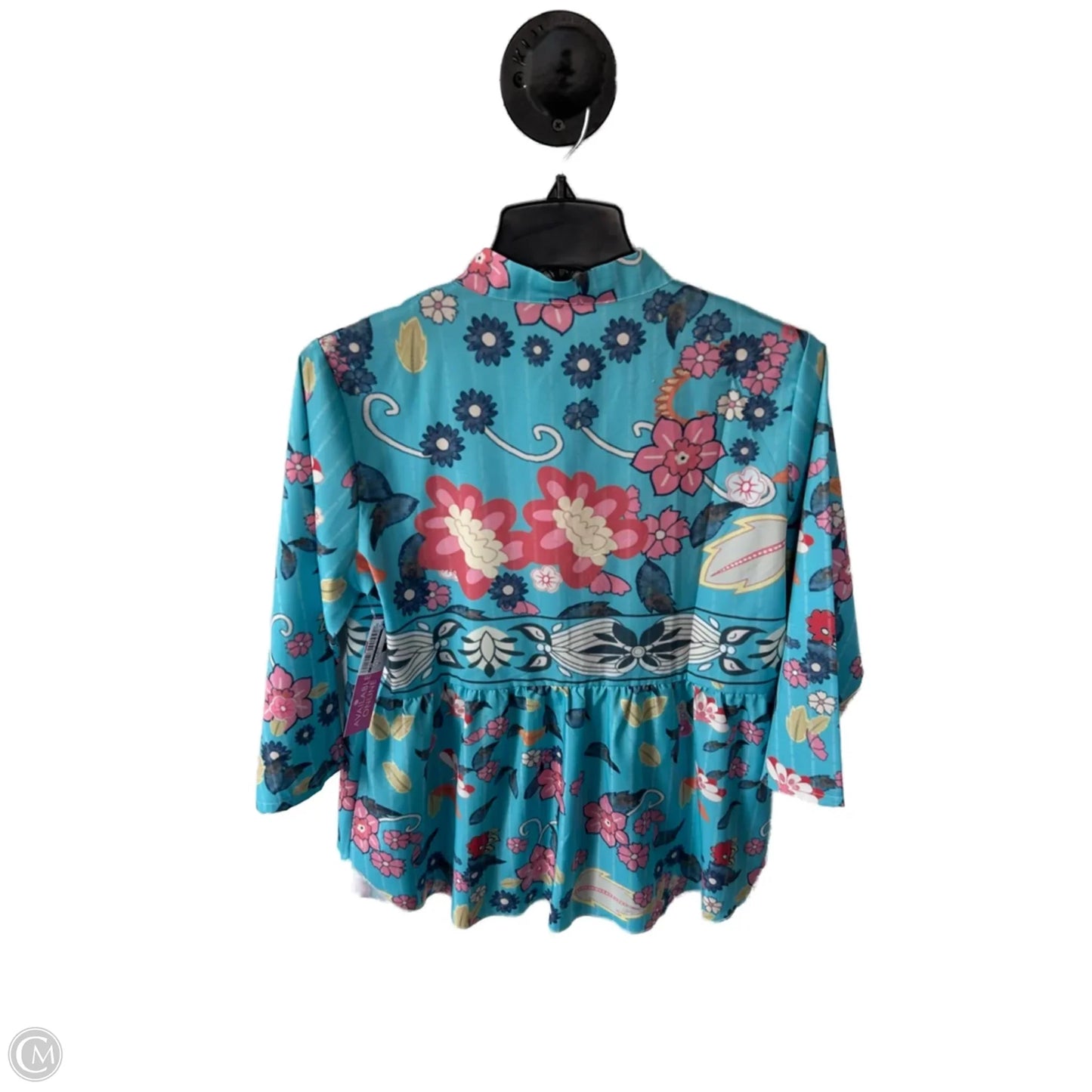 Top 3/4 Sleeve By Cme In Blue & White, Size: M