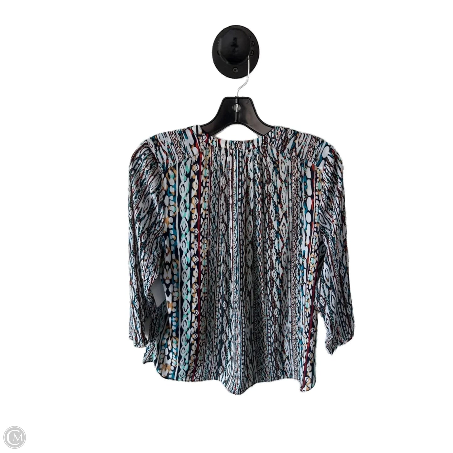 Top 3/4 Sleeve By Not Your Daughters Jeans In Blue & White, Size: Xs