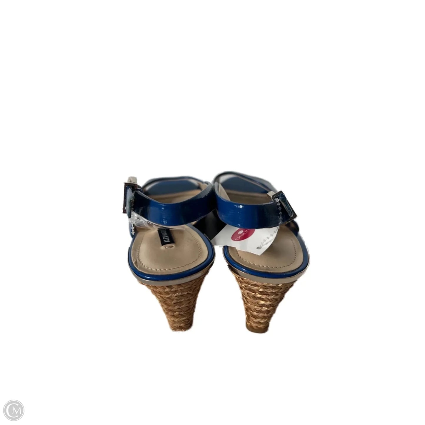 Sandals Heels Wedge By Alex Marie In Blue & Tan, Size: 8.5