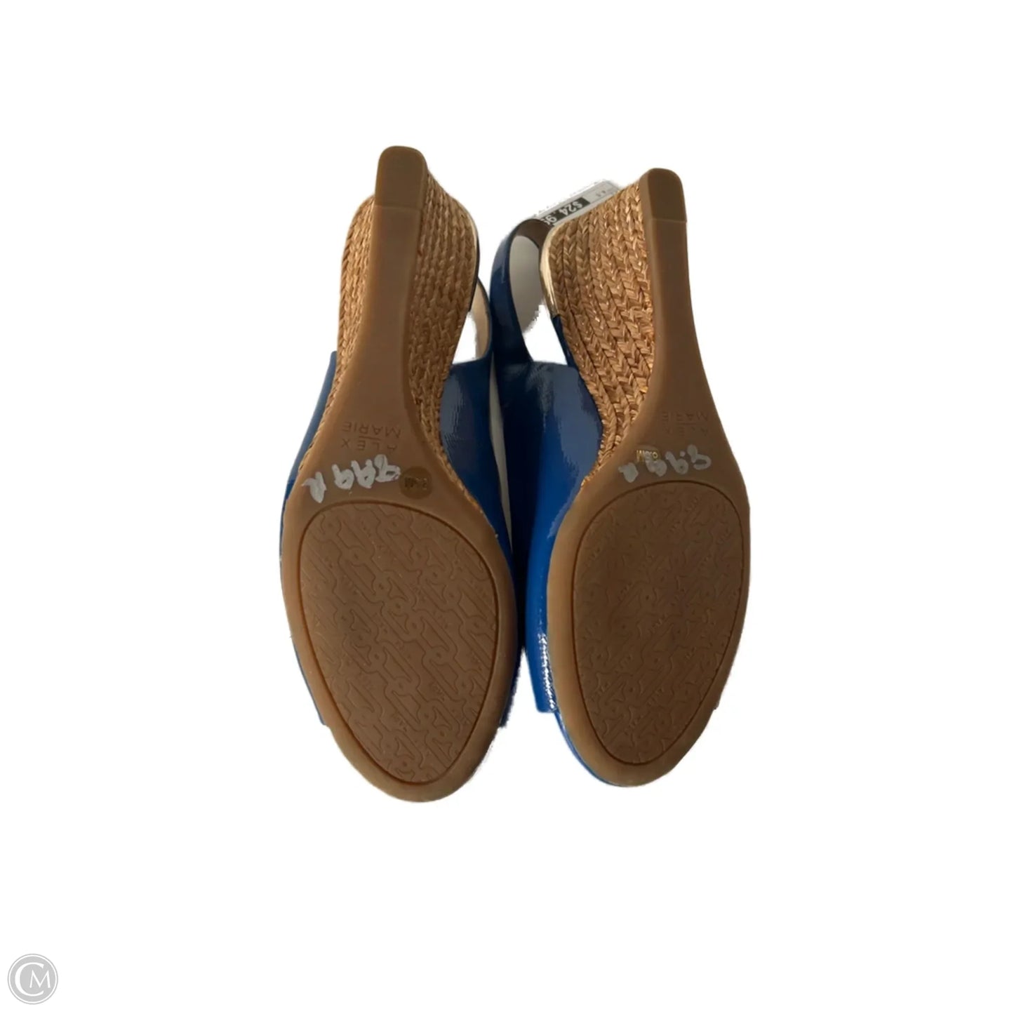 Sandals Heels Wedge By Alex Marie In Blue & Tan, Size: 8.5