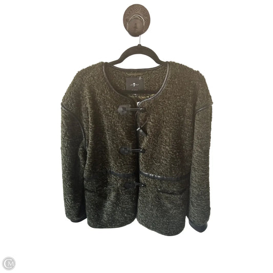 Coat Faux Fur & Sherpa By 7 For All Mankind In Black & Green, Size: L