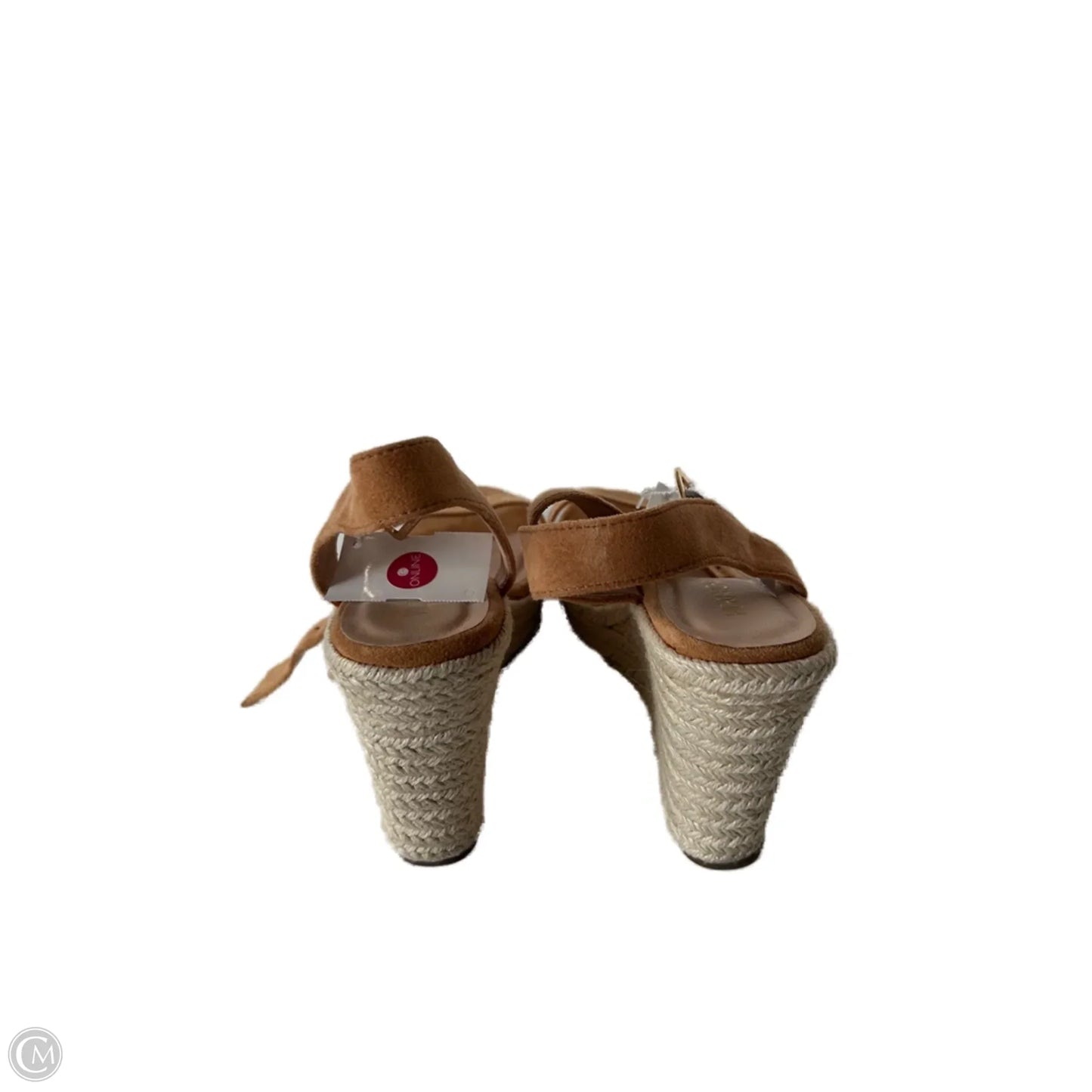 Sandals Heels Wedge By Clothes Mentor In Cream & Tan, Size: 9.5