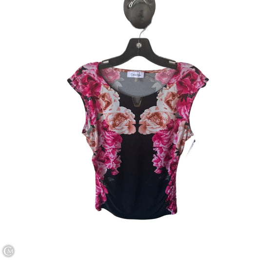 Top Sleeveless By Calvin Klein In Black & Pink, Size: M