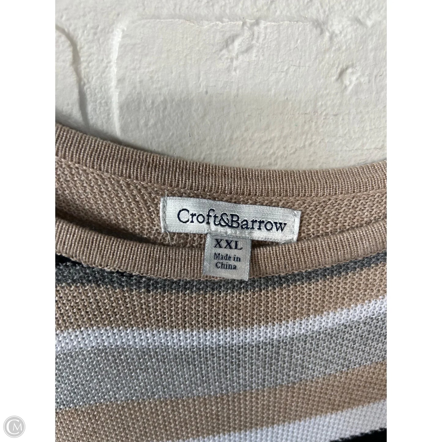 Sweater By Croft And Barrow In Grey & Tan, Size: Xxl