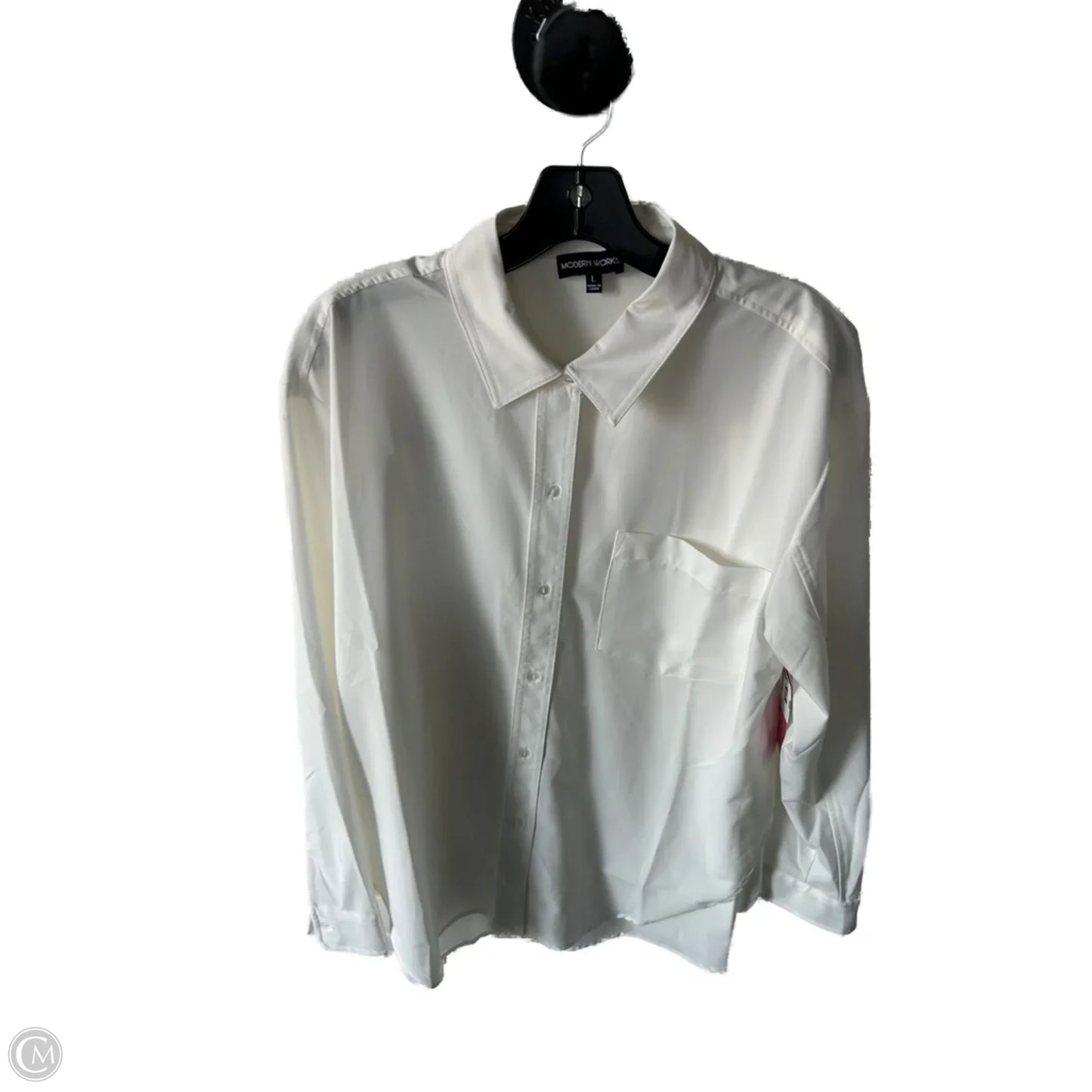 Top Long Sleeve By Clothes Mentor In White, Size: L