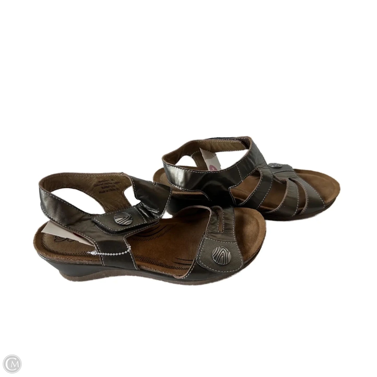 Sandals Heels Wedge By Clothes Mentor In Bronze, Size: 7.5