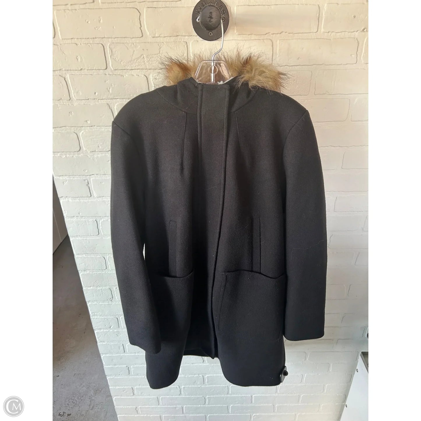 Coat Peacoat By Nine West In Black & Tan, Size: L