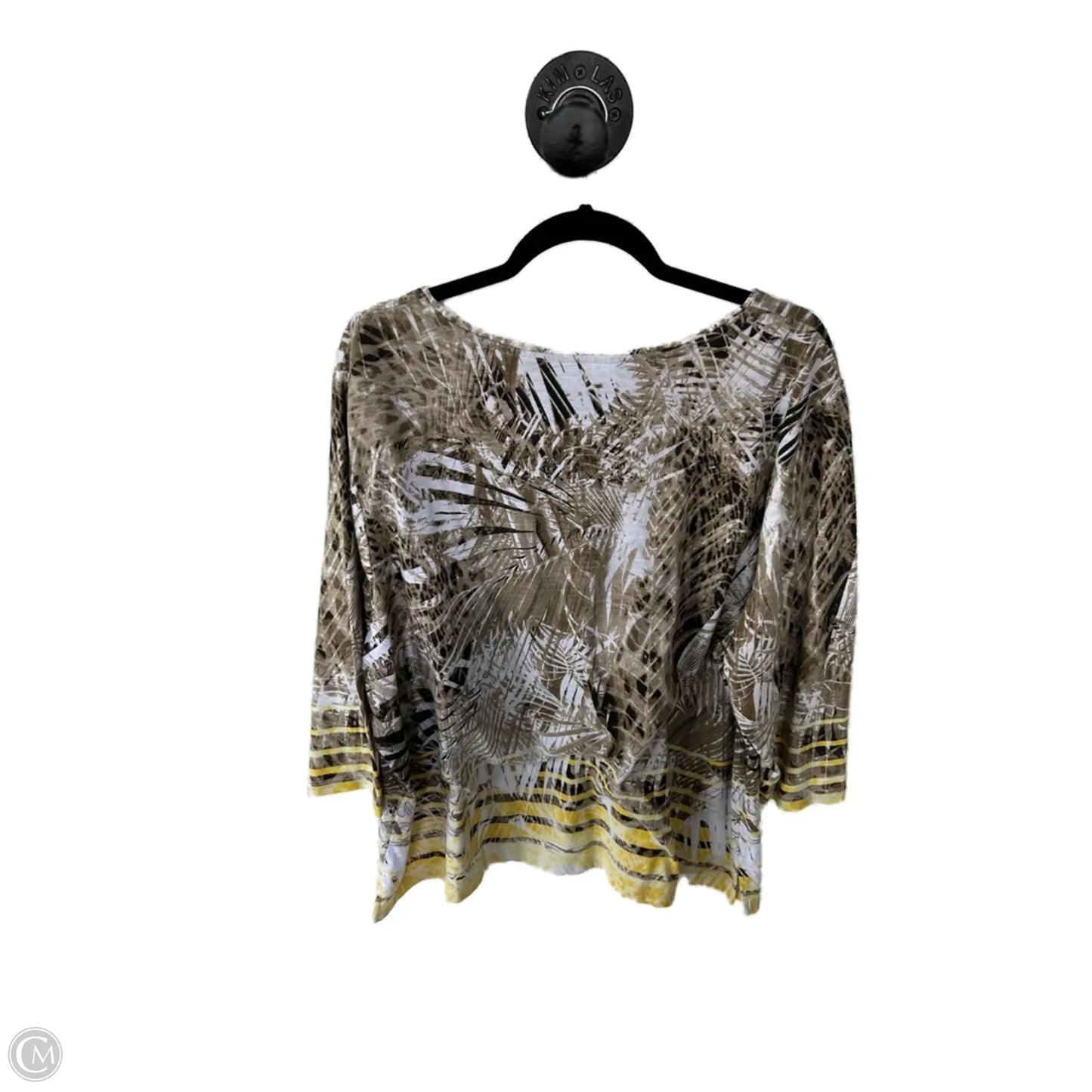 Top Short Sleeve By Allison Daley In Brown & White, Size: 3x