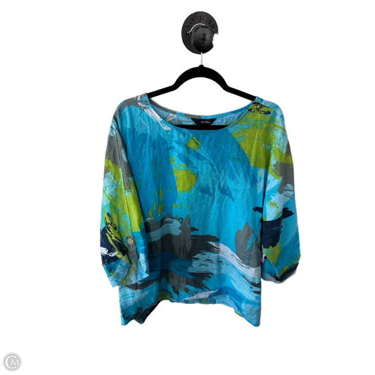 Top Short Sleeve By Ali Miles In Blue & Yellow, Size: 2x