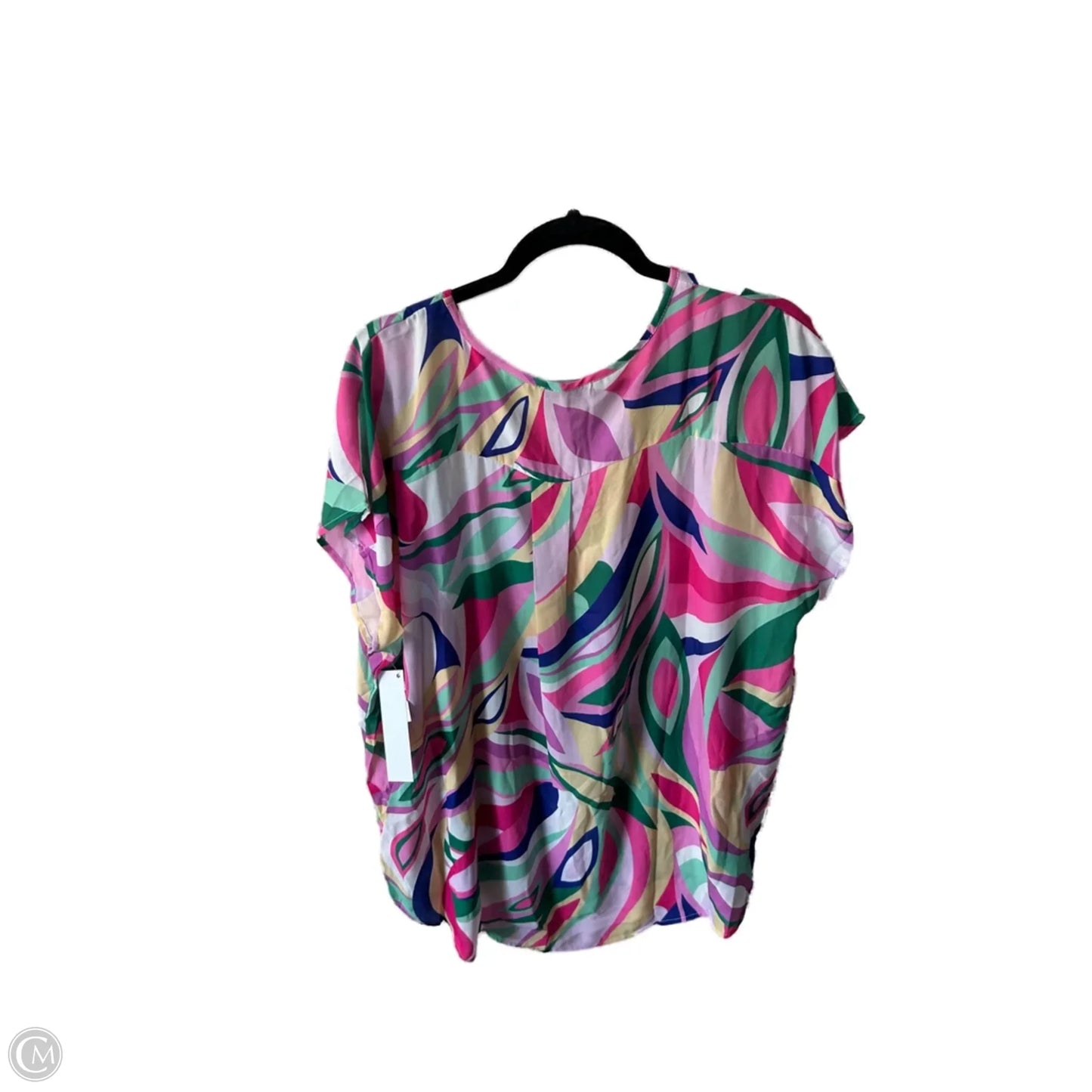 Top Short Sleeve By Clothes Mentor In Pink & White, Size: 1x