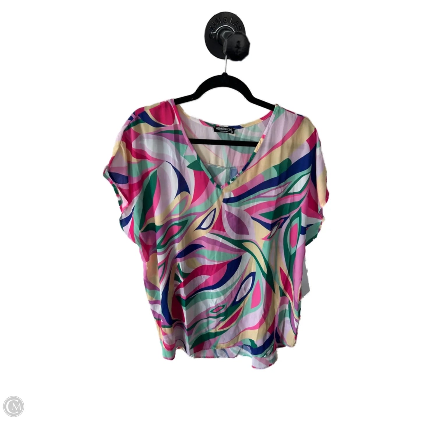 Top Short Sleeve By Heimish Usa In Pink & White, Size: M