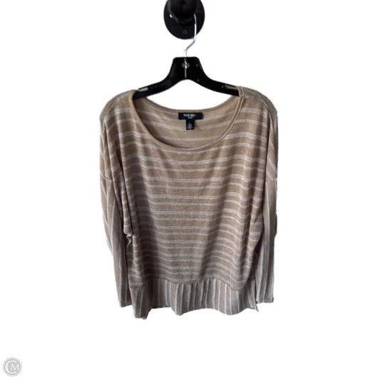 Top Long Sleeve By Nine West In Tan & White, Size: L