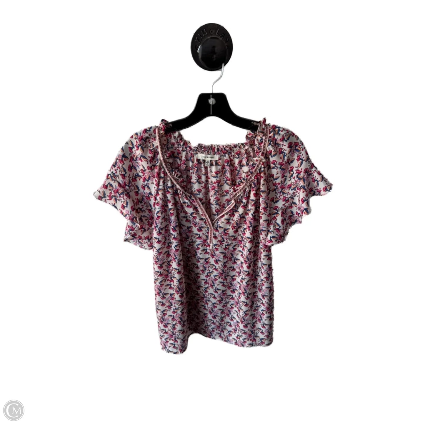 Top Short Sleeve By Max Studio In Cream & Red, Size: M