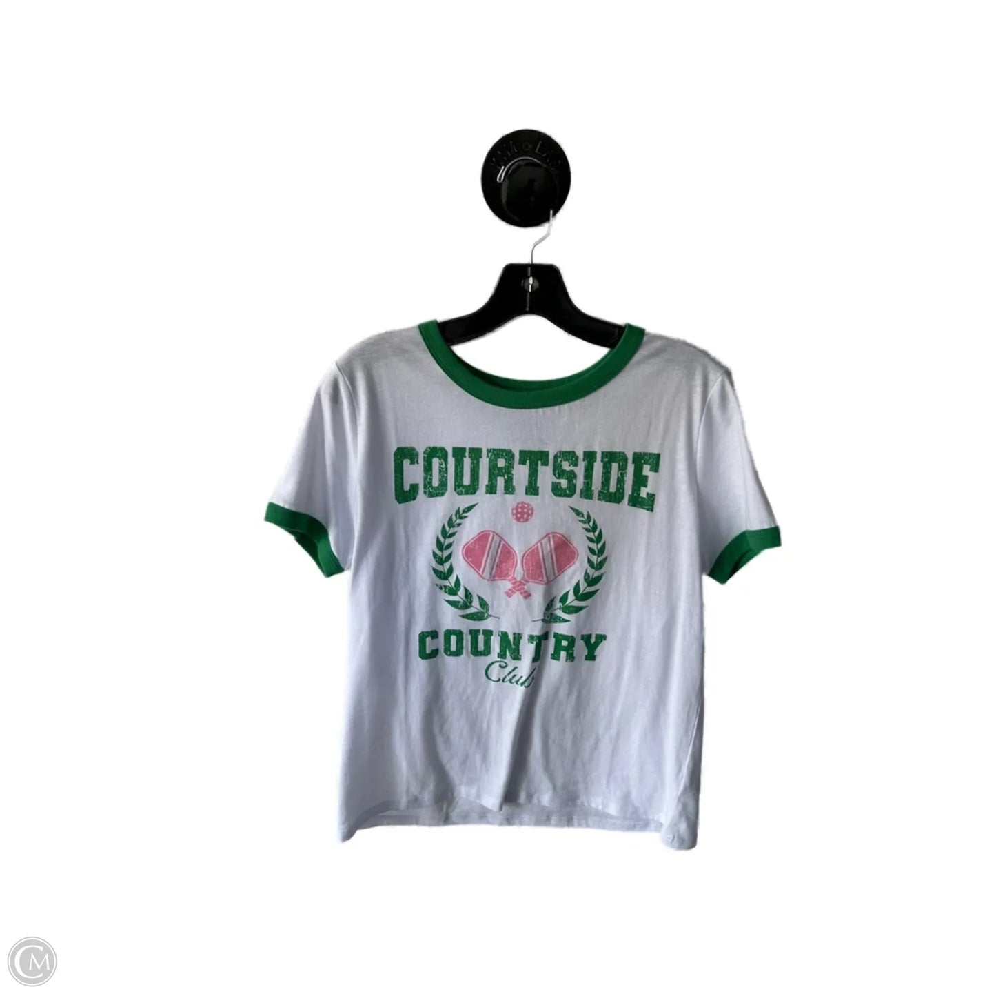 Top Short Sleeve By Clothes Mentor In Green & White, Size: M