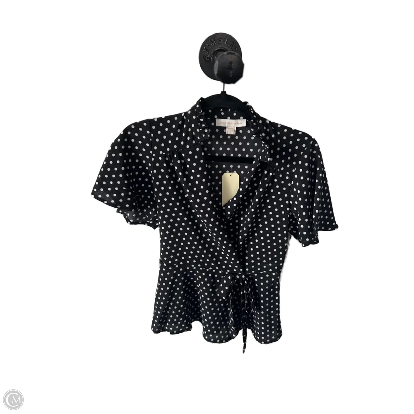Top Short Sleeve By Monteau In Black & White, Size: S