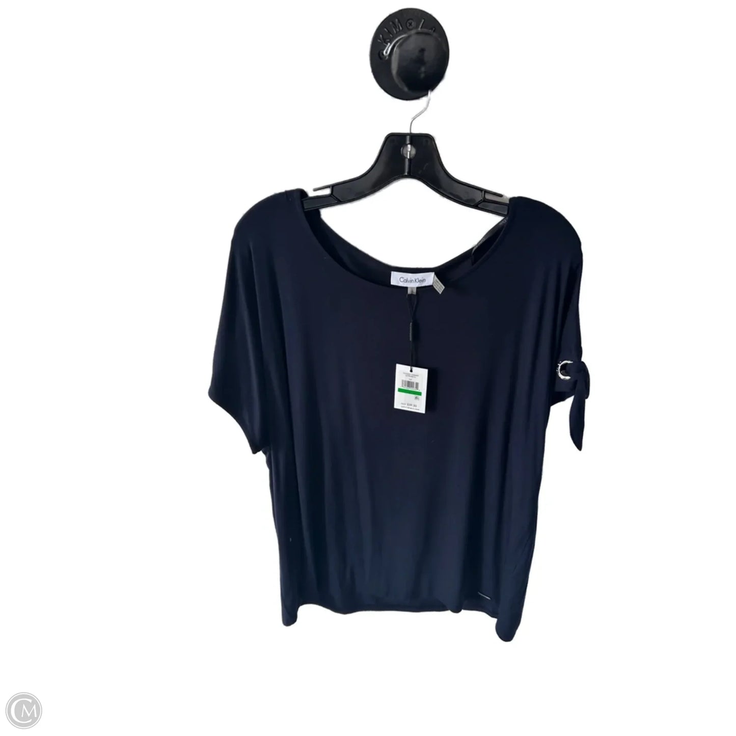 Top Sleeveless By Calvin Klein In Blue & Silver, Size: L