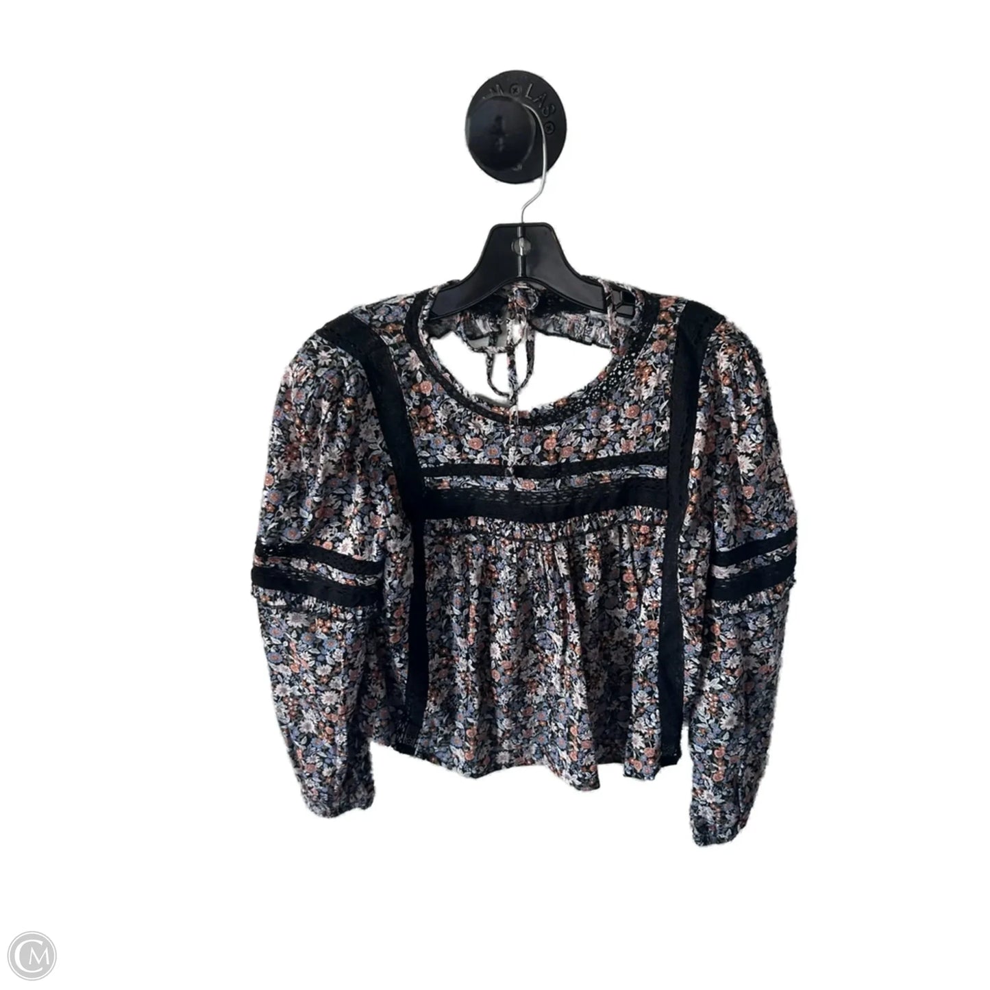 Top Long Sleeve By American Eagle In Black & Blue, Size: S