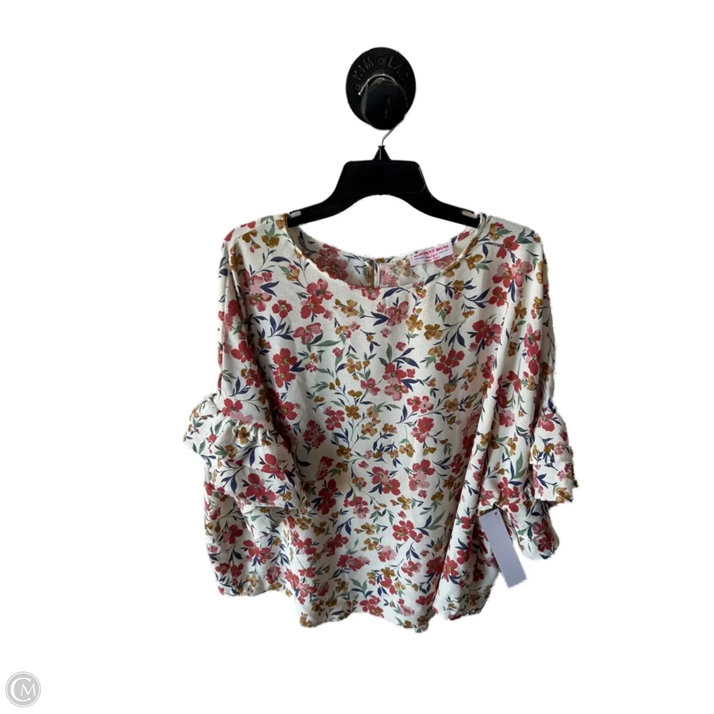 Top Short Sleeve By Clothes Mentor In Pink & White, Size: 2x