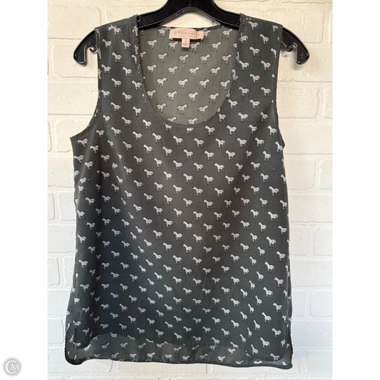 Top Sleeveless By Philosophy In Green & White, Size: S