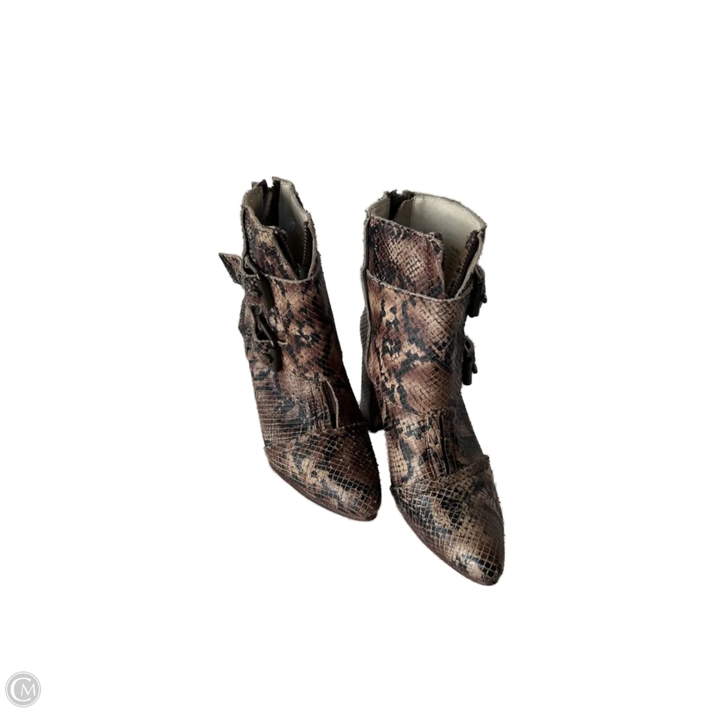 Boots Ankle Heels By Freebird In Snakeskin Print, Size: 9