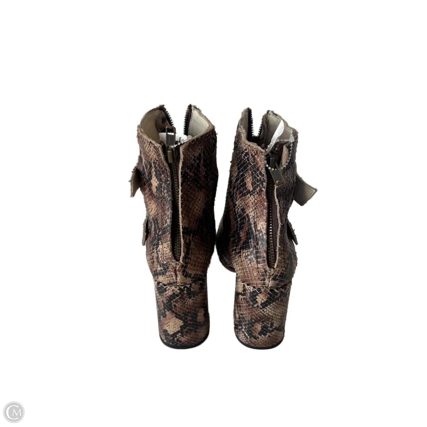 Boots Ankle Heels By Freebird In Snakeskin Print, Size: 9