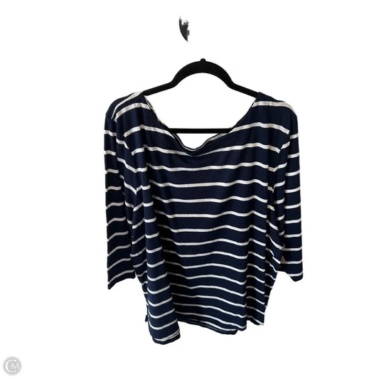 Top 3/4 Sleeve By Clothes Mentor In Blue & White, Size: 3x