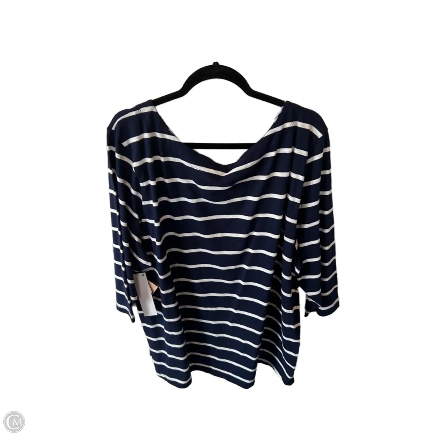 Top 3/4 Sleeve By Clothes Mentor In Blue & White, Size: 3x