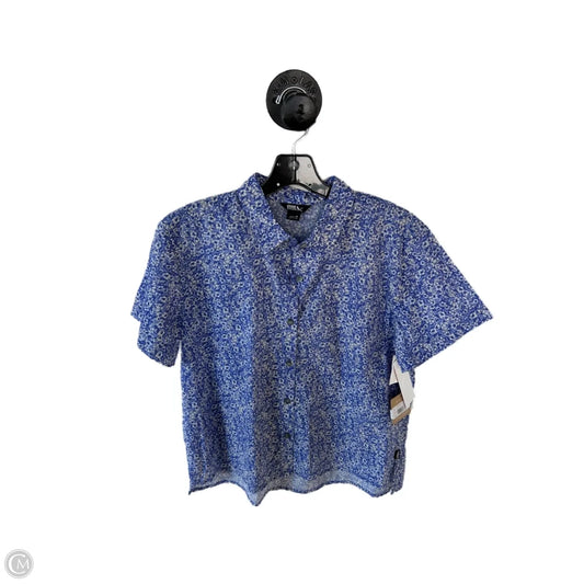 Top Short Sleeve By Eddie Bauer In Blue & White, Size: M