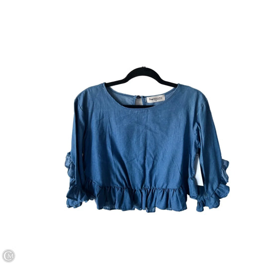 Top 3/4 Sleeve By Impressions In Blue, Size: M