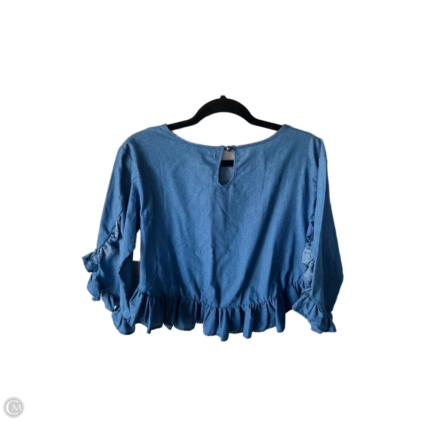 Top 3/4 Sleeve By Impressions In Blue, Size: M