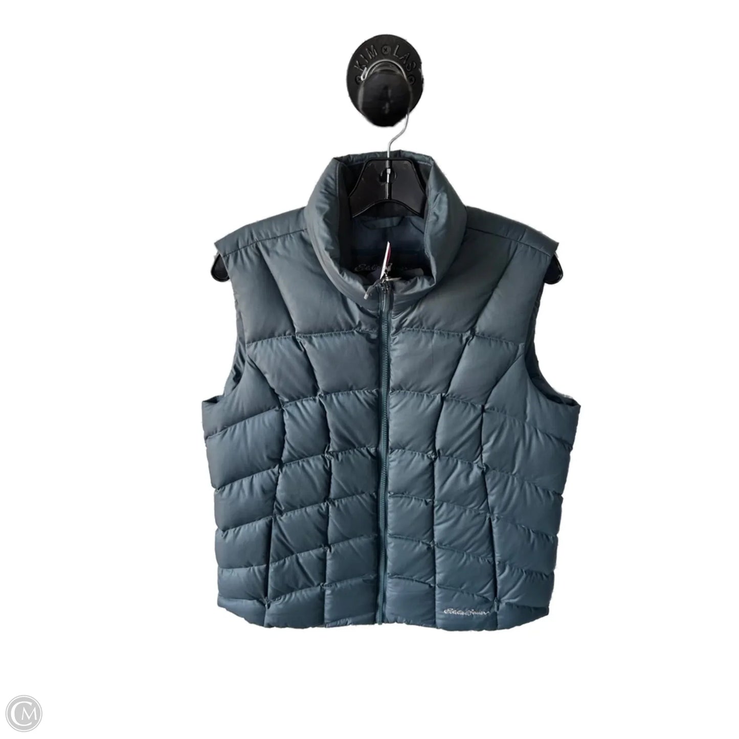 Vest Puffer & Quilted By Eddie Bauer In Blue & Grey, Size: L