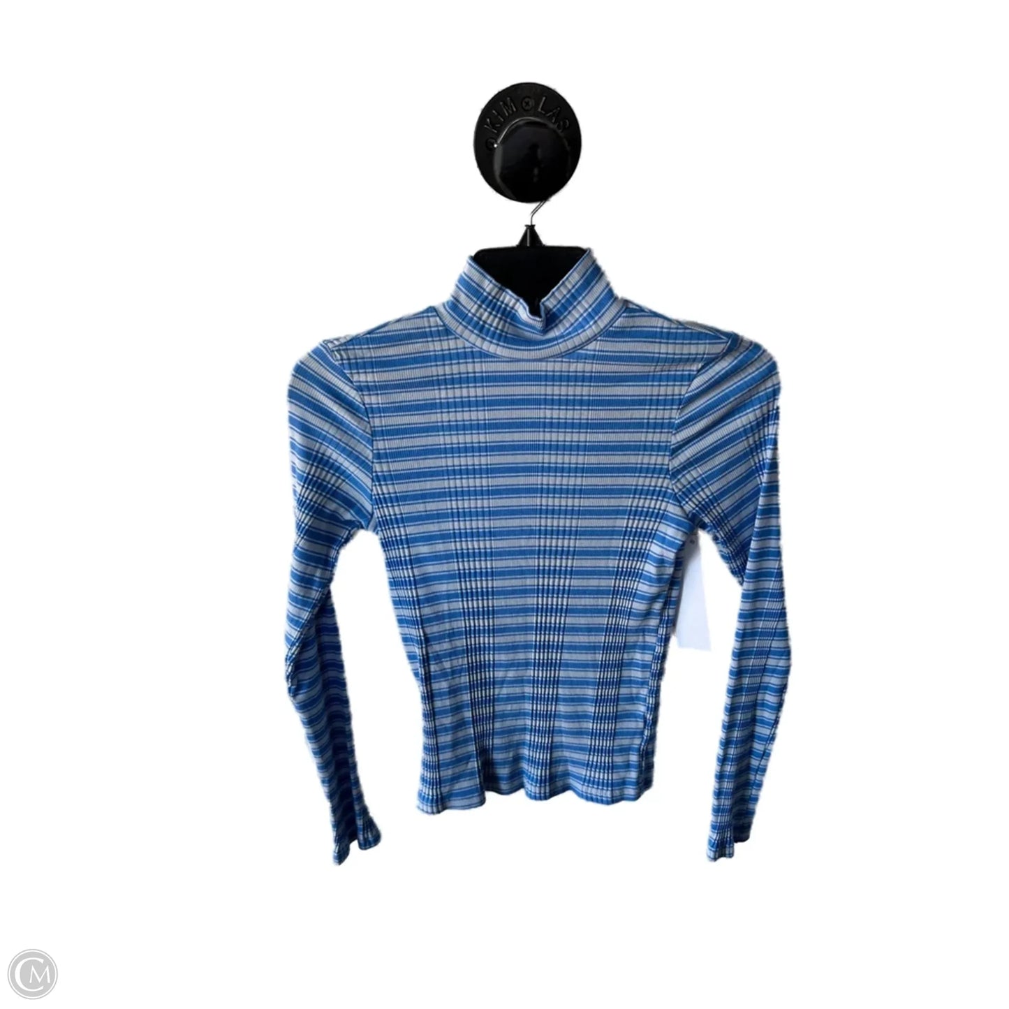 Top Long Sleeve Basic By Pink In Blue & Grey, Size: S
