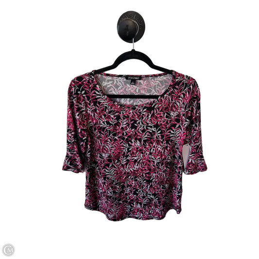 Top Short Sleeve By Roz And Ali In Black & Pink, Size: S