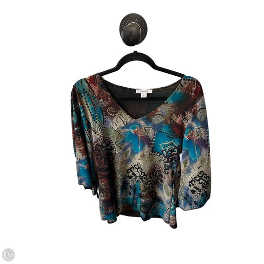 Top 3/4 Sleeve By Dressbarn In Brown & Green, Size: M