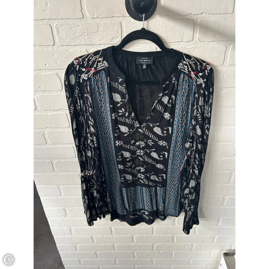 Top Long Sleeve By Lucky Brand In Black & Grey, Size: L