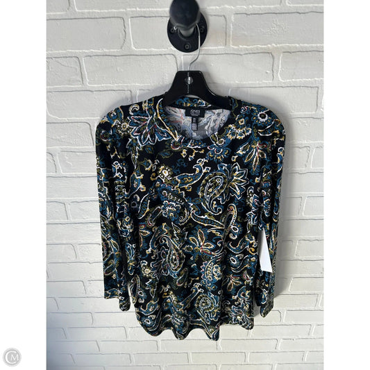 Top Long Sleeve By Jones New York In Black & Blue, Size: L