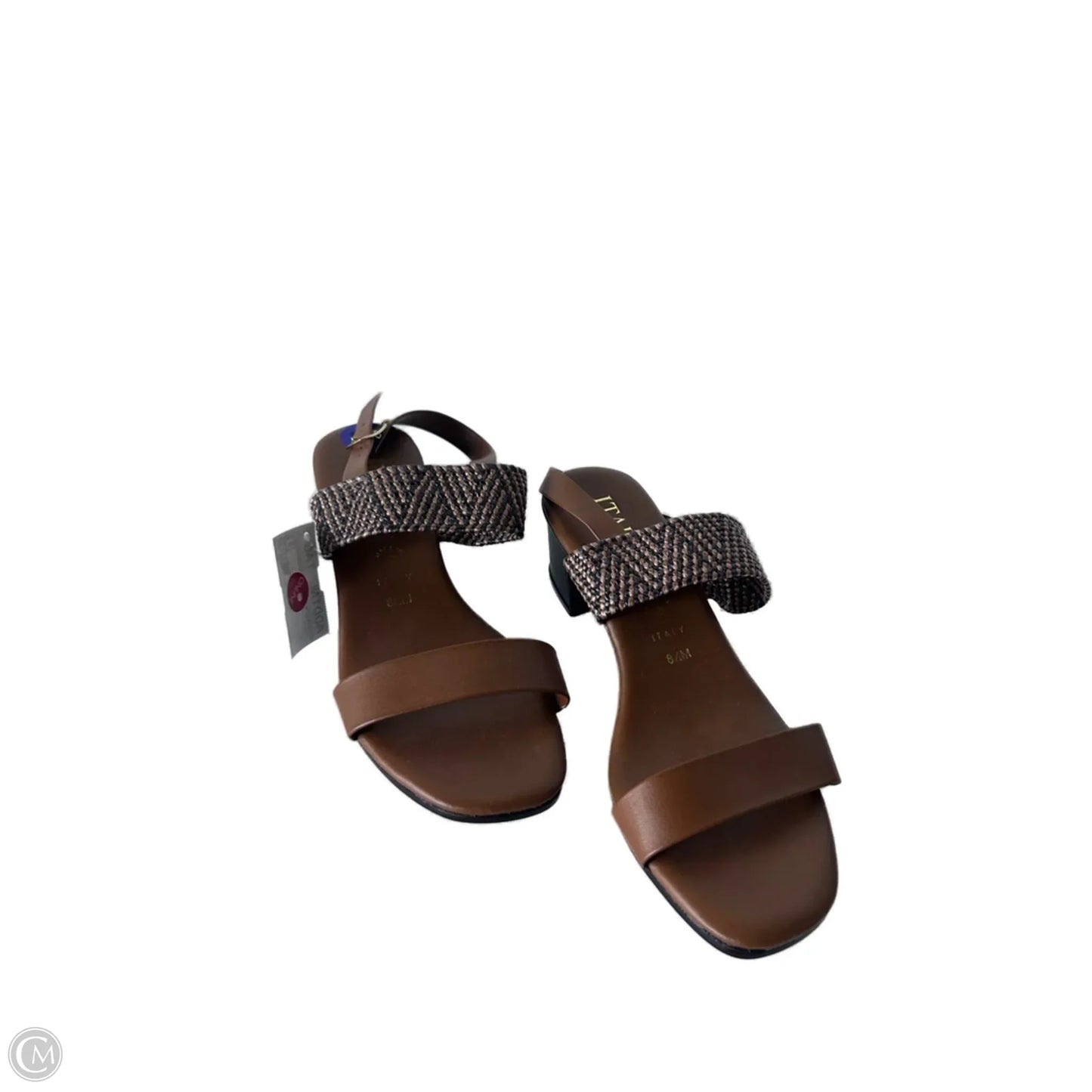 Sandals Heels Block By Italian Shoemakers In Brown, Size: 8.5