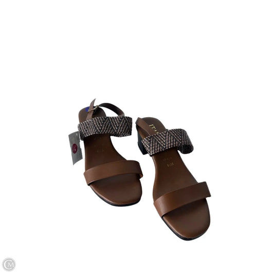 Sandals Heels Block By Italian Shoemakers In Brown, Size: 8.5