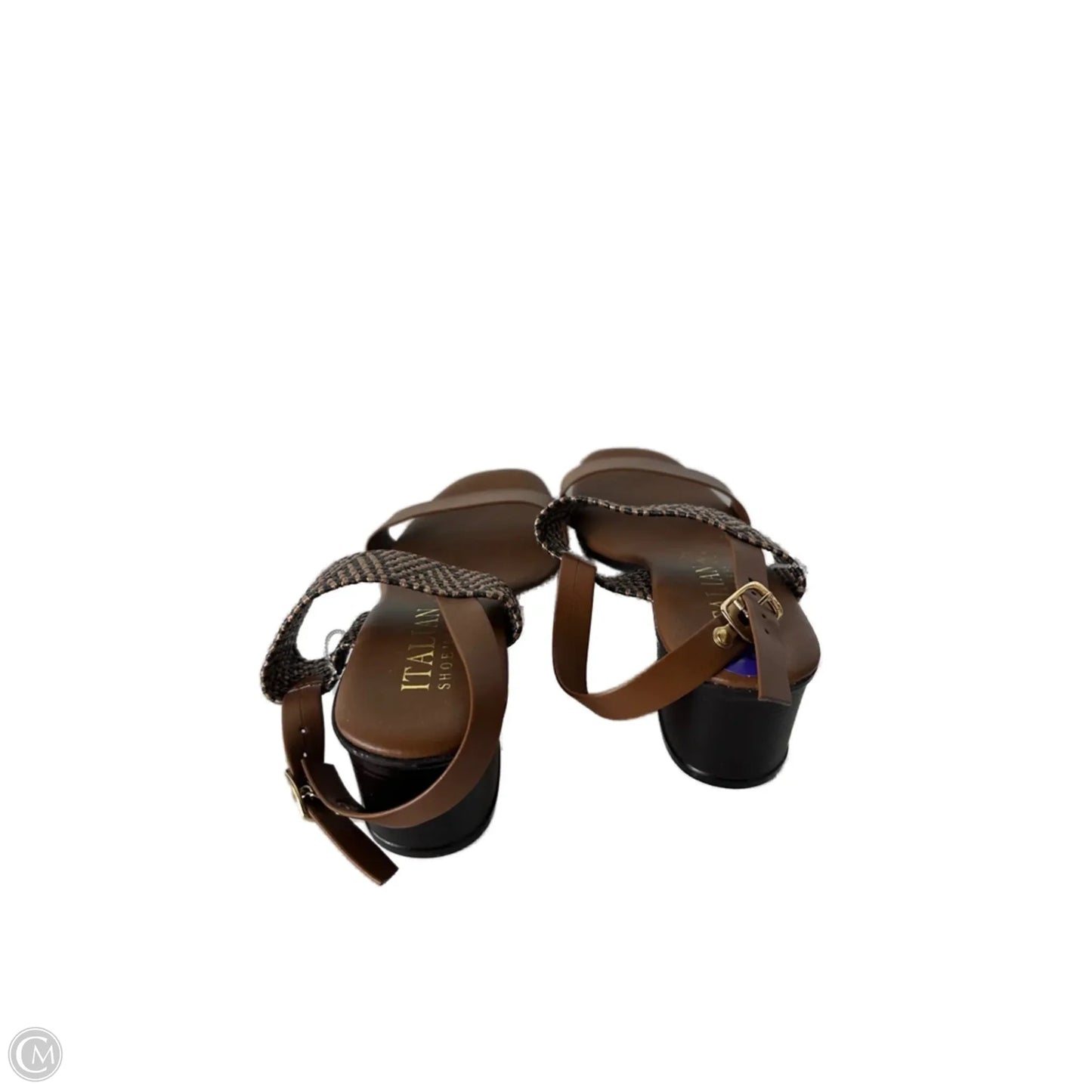 Sandals Heels Block By Italian Shoemakers In Brown, Size: 8.5