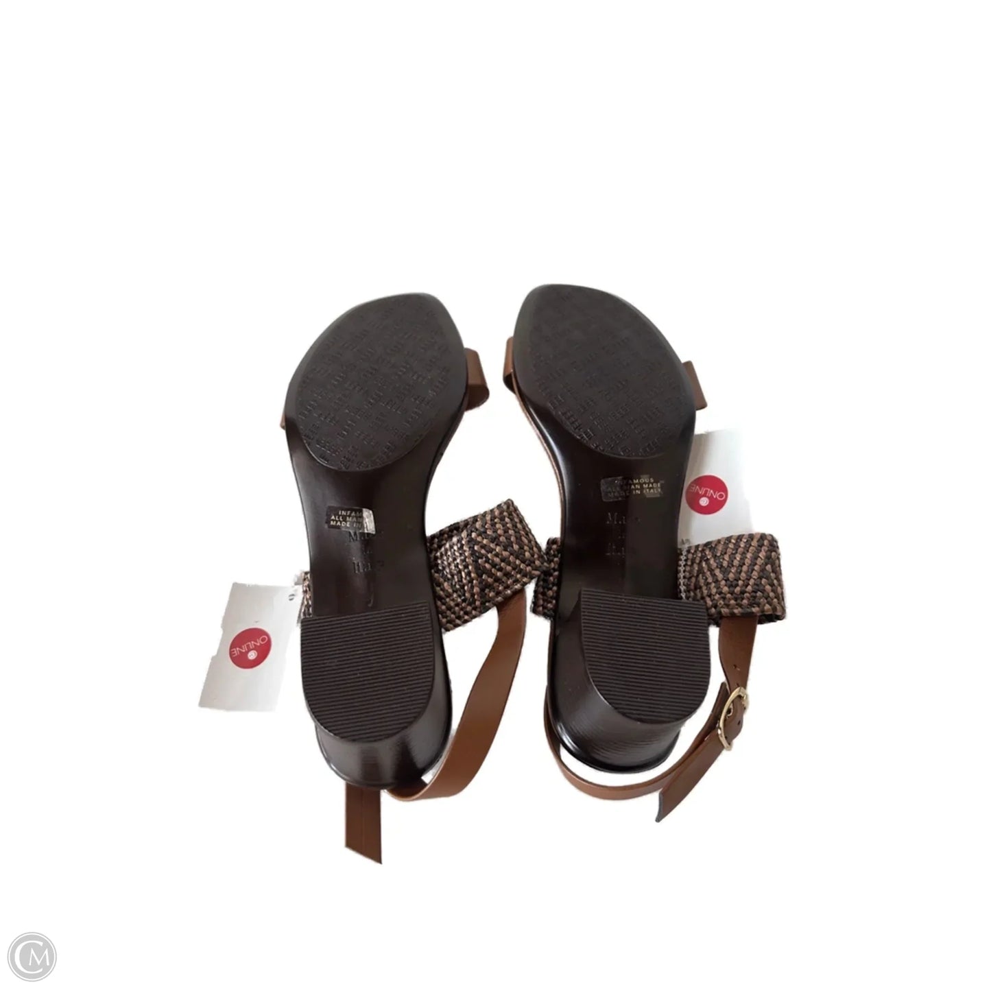 Sandals Heels Block By Italian Shoemakers In Brown, Size: 8.5